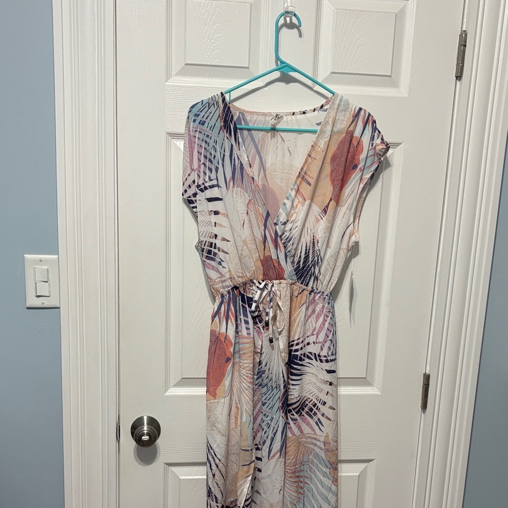 Apana Beach Cover up Palm Print Maxi Dress